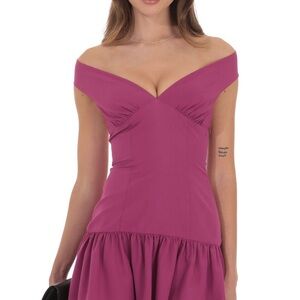 Lucy in the Sky Strapless Magenta Dress